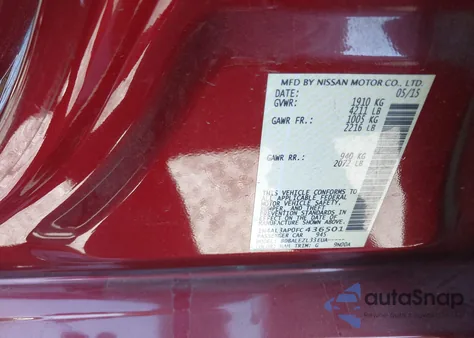 2015 Nissan Altima 2.5/2.5 S/2.5 Sl/2.5 Sv из США, поврежденный, VIN 1N4AL3AP0FC436501